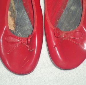 Red Patent Ballet Flats Shoes